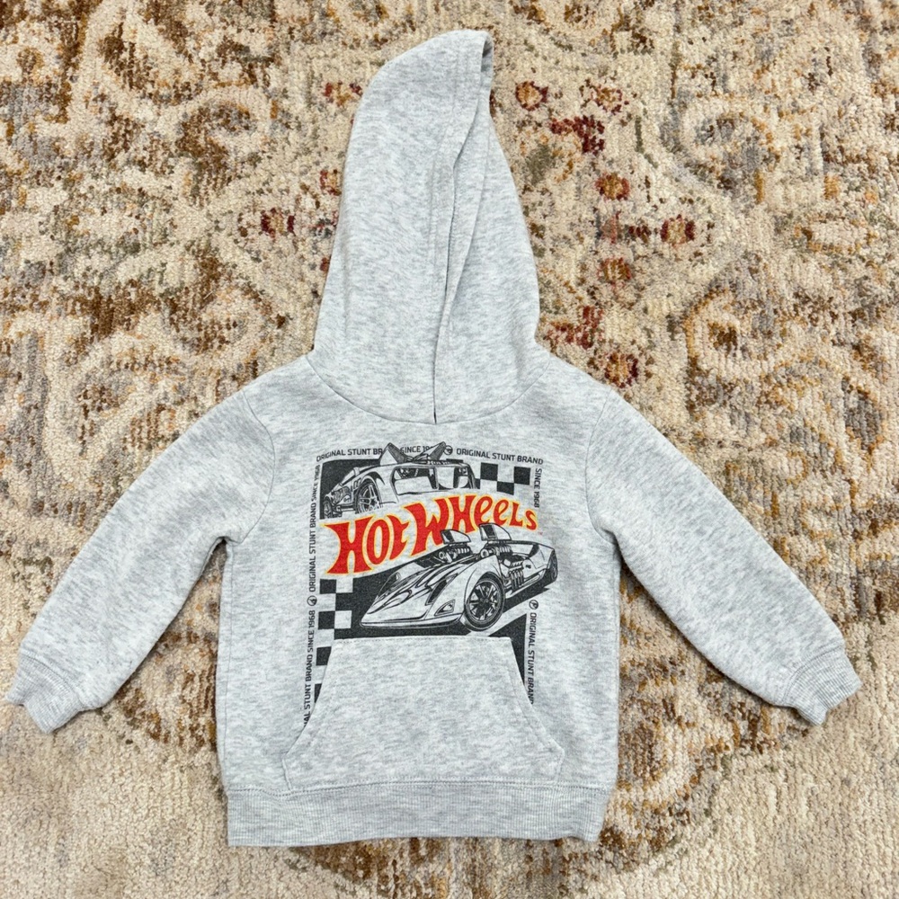 Hot Wheels light grey hoodie 12 months